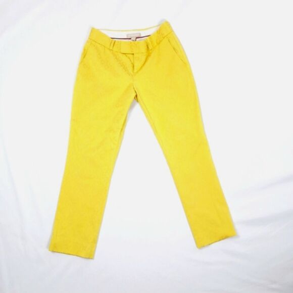 Banana Republic Yellow Cropped Embossed Pants 00P Mid-Rise Tailored Fit - Picture 1 of 6